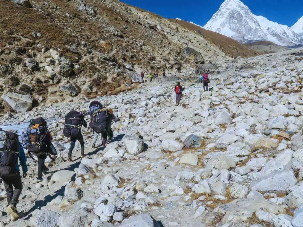 trekkers following the guide, one of the best tips for trekking in Nepal.