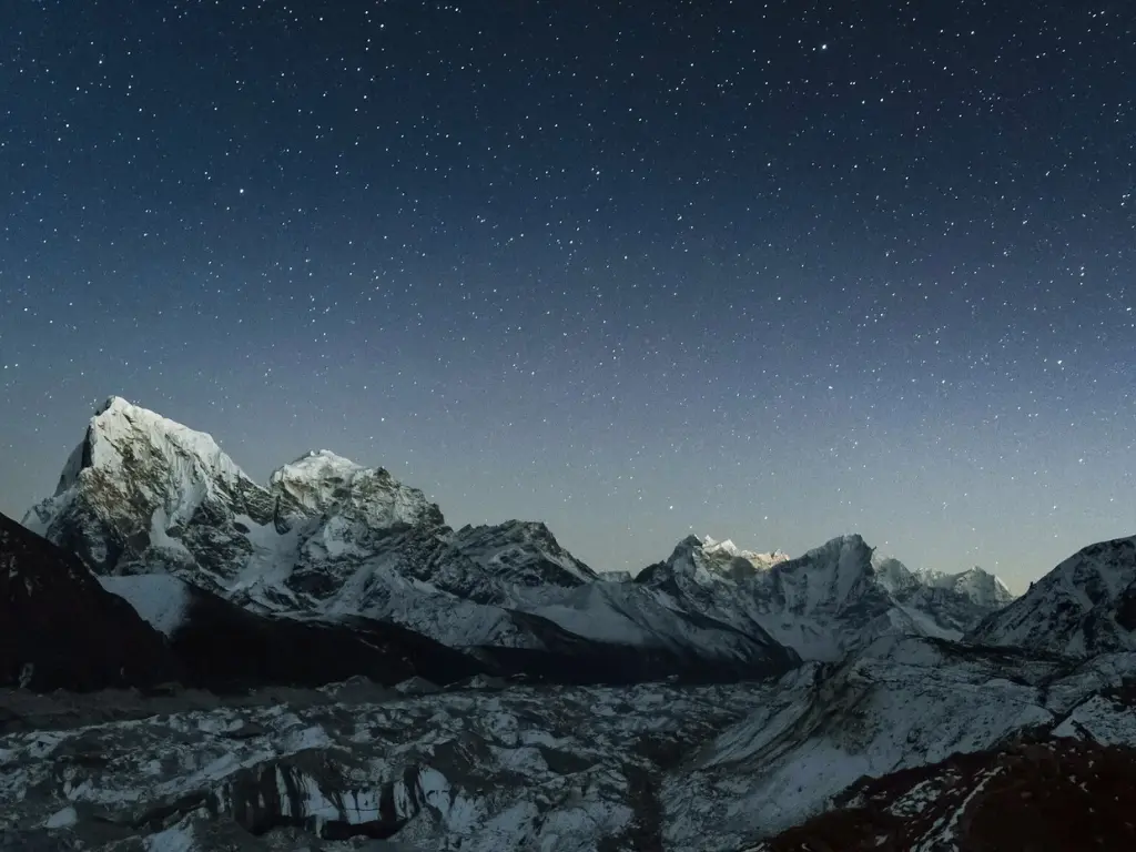 Ngozumpa glacier at night from the top of Gokyo Ri Viewpoint