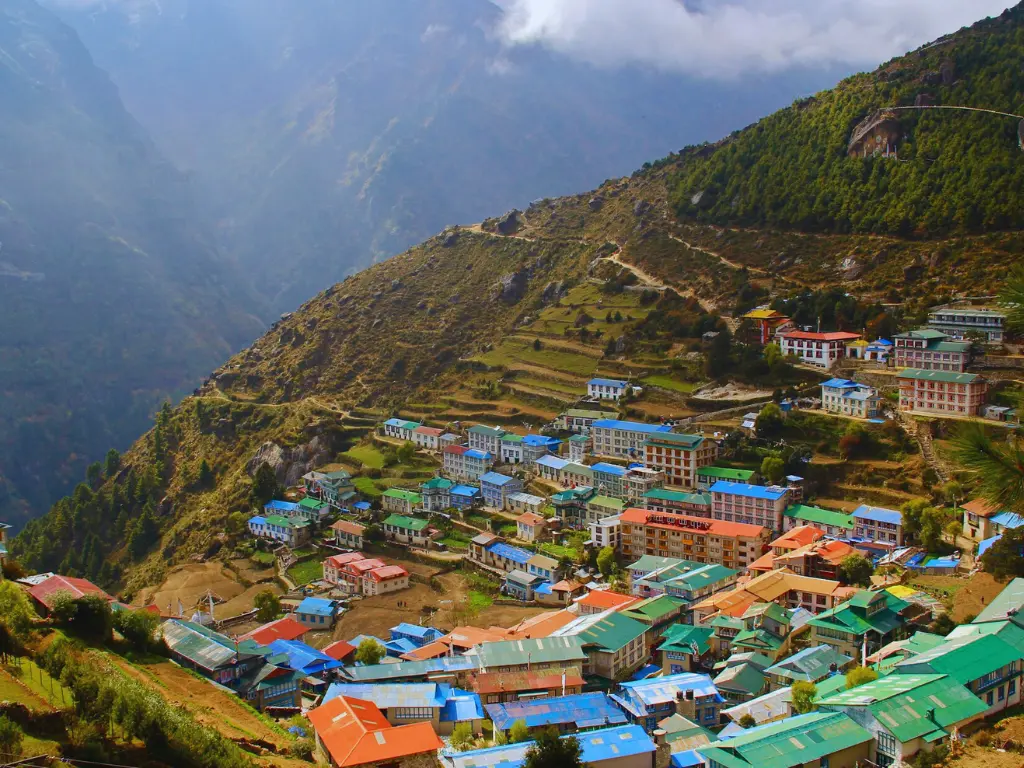 beautiful Namche Bazaar in the Khumbu Region