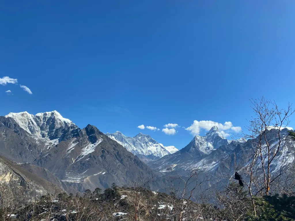 Mount Everest and Mount Ama Dablam witnessed from Syangboche, Everest region